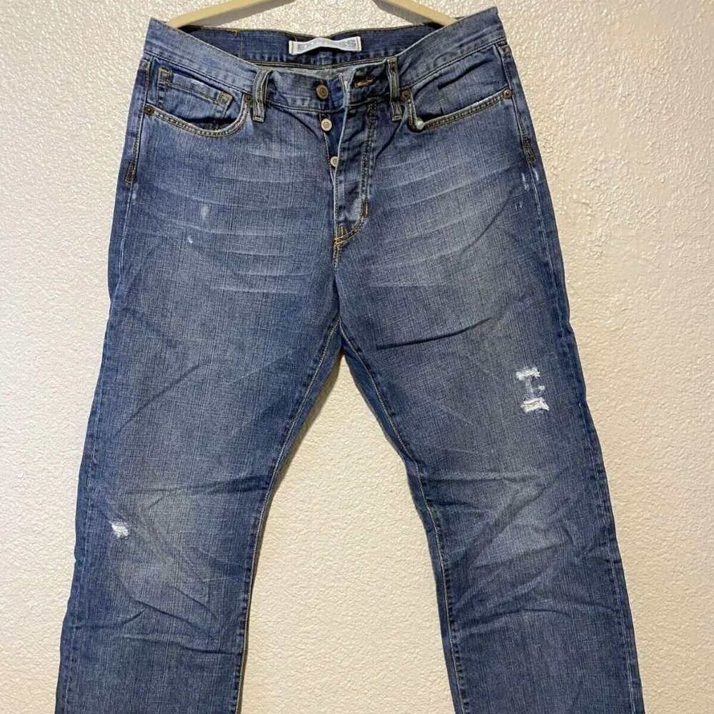 EXPRESS Distressed Jeans Button Fly Precision Fit Boot Cut Size 34x34